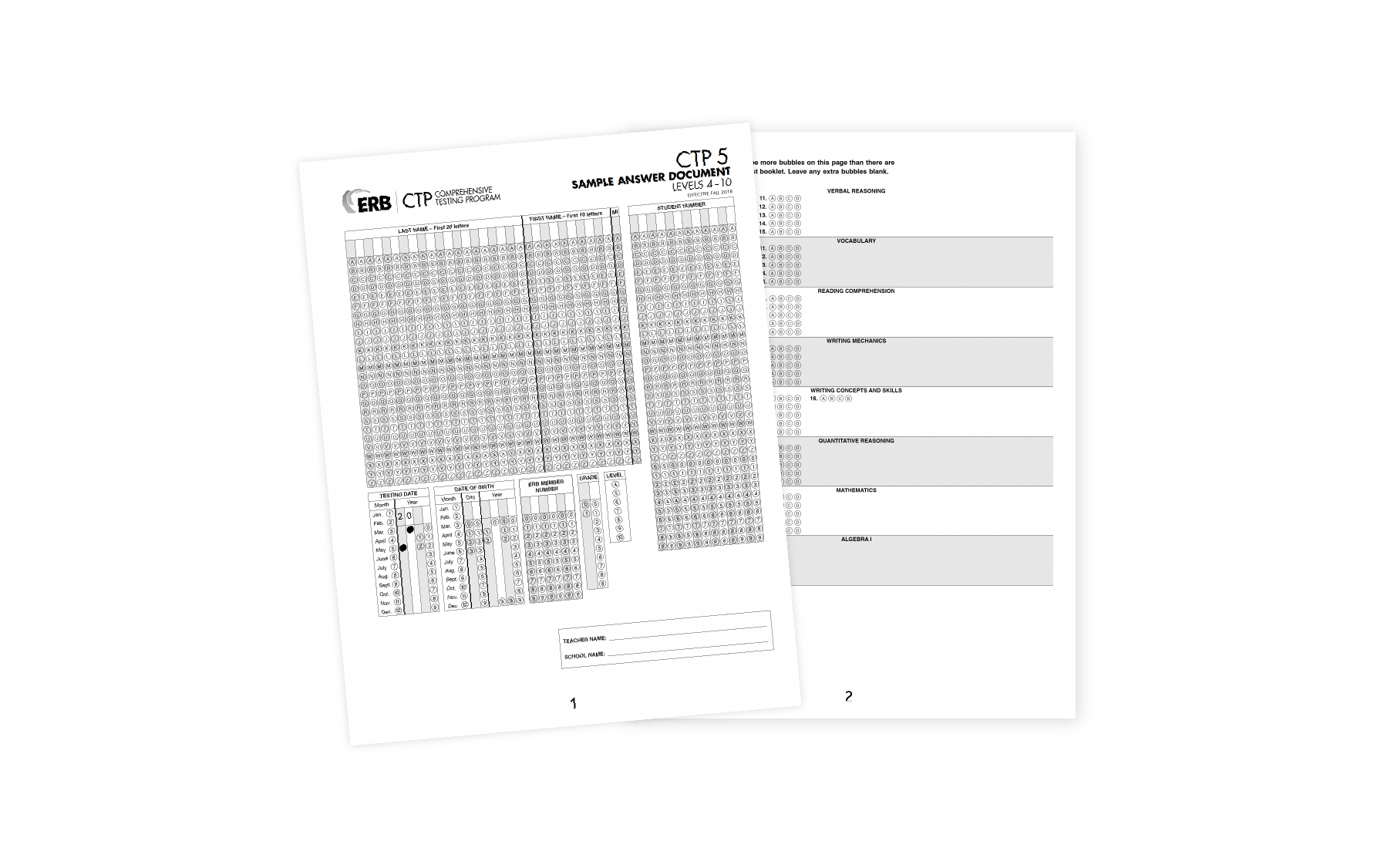 CTP Paper Levels 4-10 Sample Answer Document